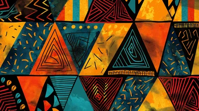 Abstract Geometric Pattern With Tribal Inspired Shapes