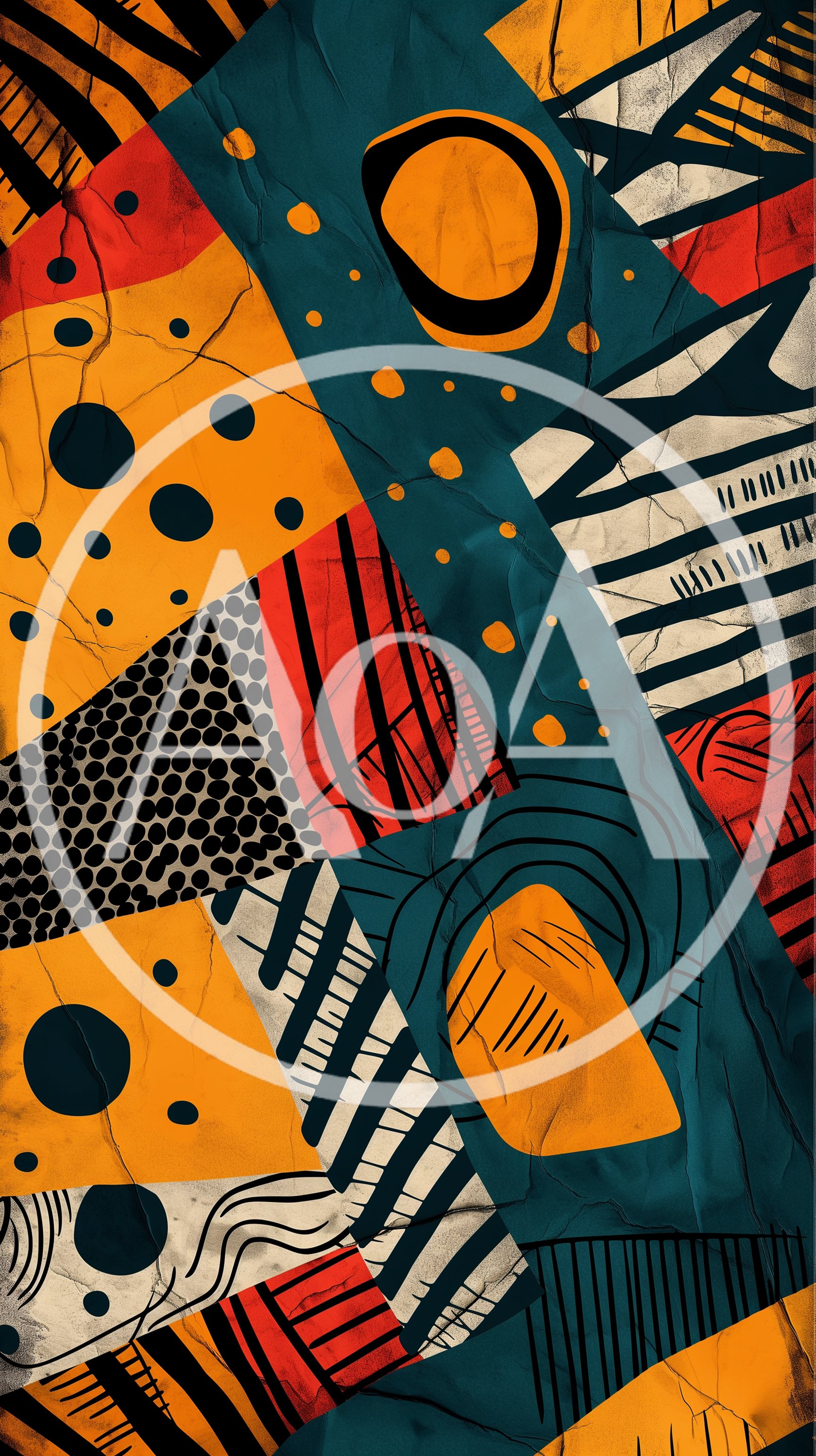 Abstract Geometric Collage With Textured Shapes And Patterns