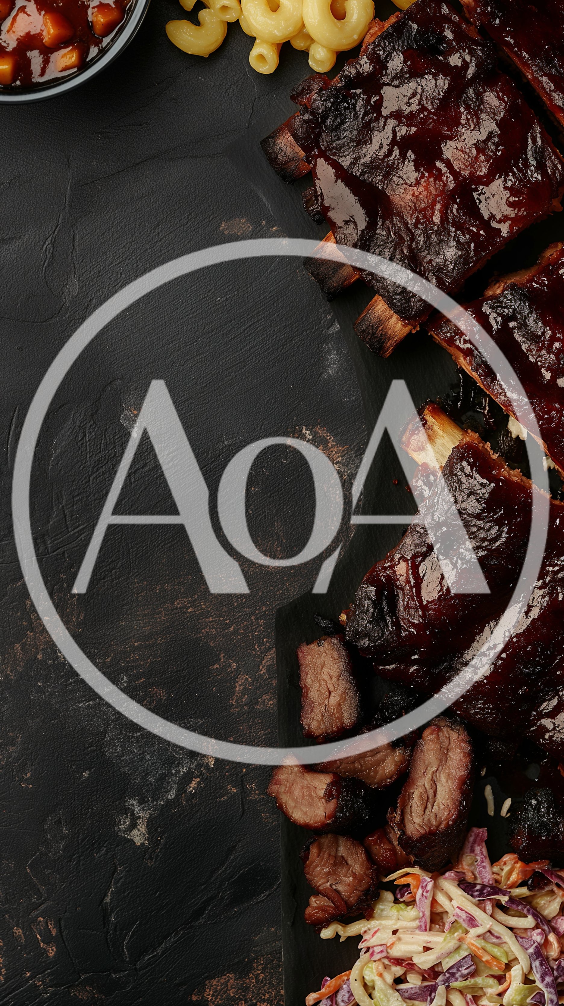 Barbecue Ribs Platter with Coleslaw and Macaroni