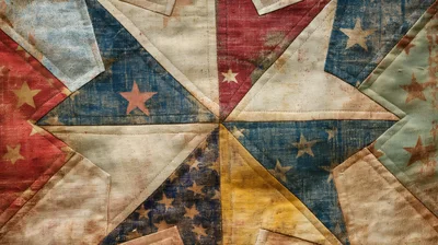 Vintage American Flag Quilt Patchwork Pattern