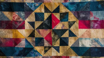 Handmade Quilt With Geometric Star Pattern