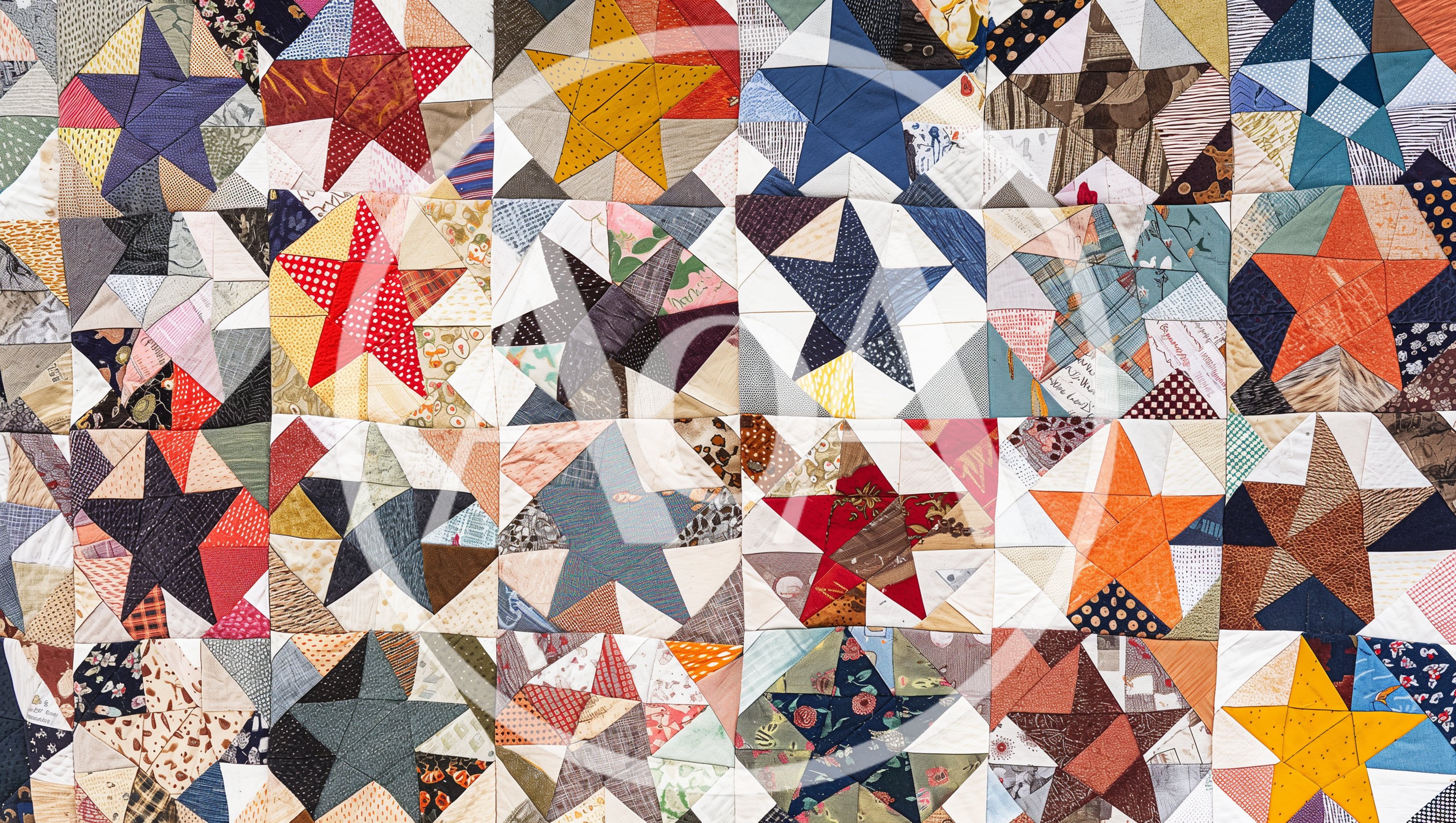 Handmade Patchwork Quilt With Star Pattern Blocks