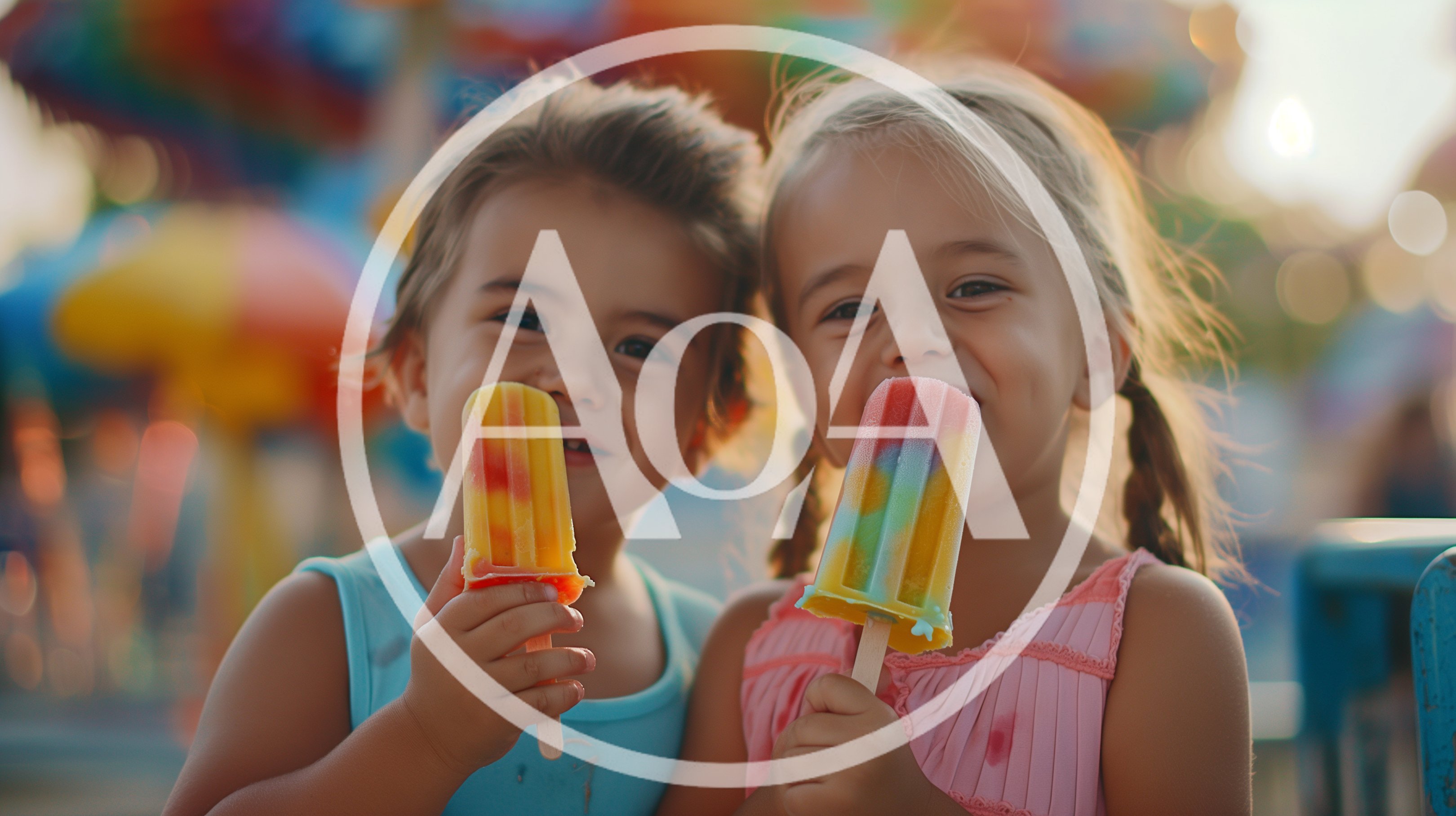 Two Young Children Eating Colorful Popsicles at a Fair