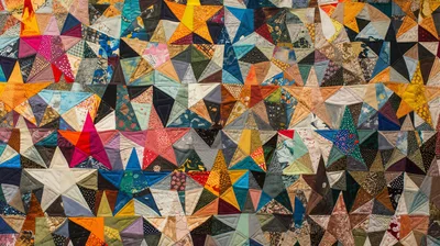 Handmade Patchwork Quilt With Colorful Star Patterns