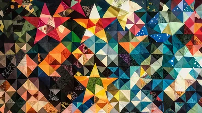 Colorful Geometric Star Pattern Quilt Fabric