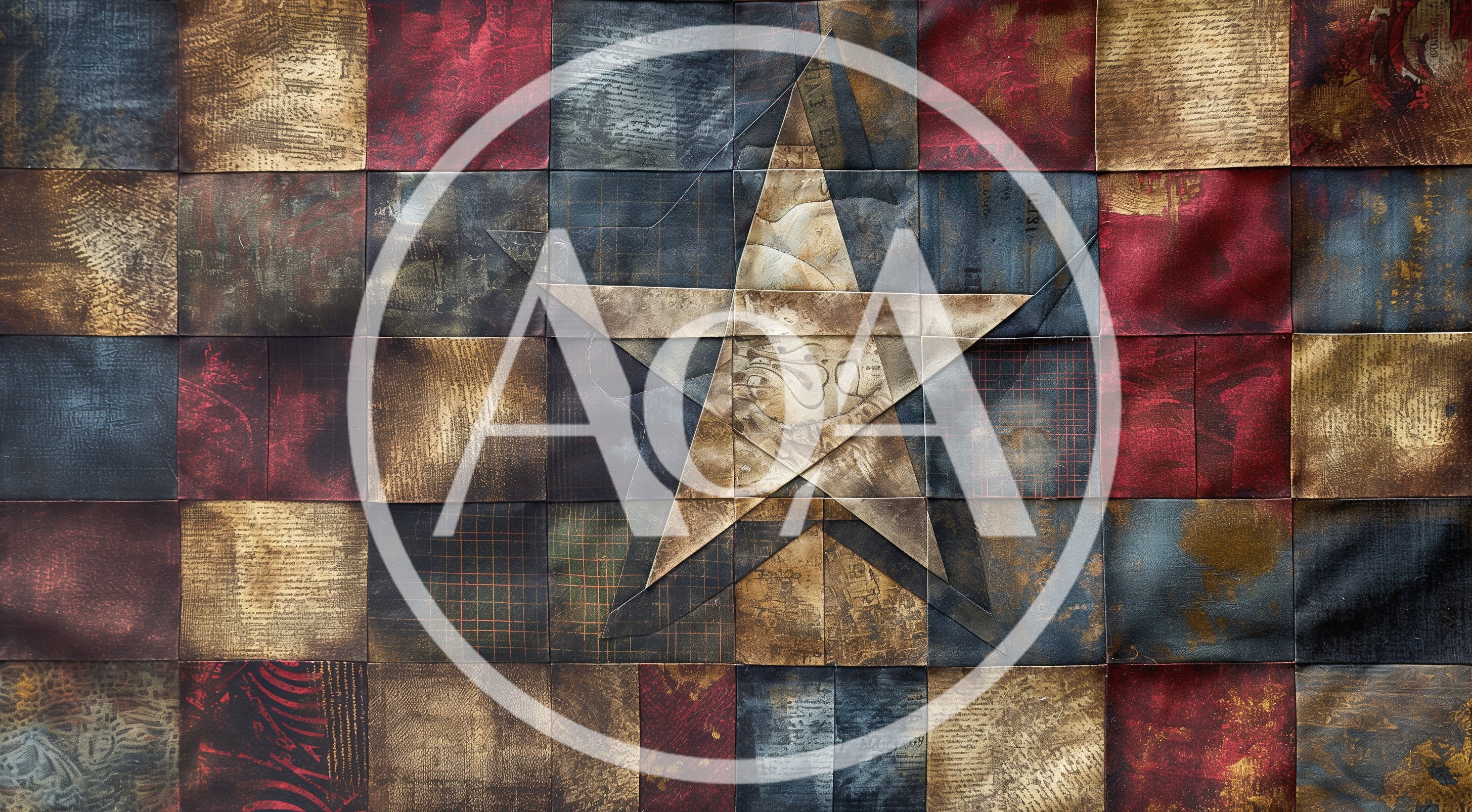 Textured Patchwork Flag With Central Star Emblem