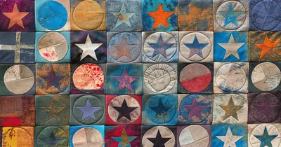 Quilted Fabric Wall Art With Star Patterns