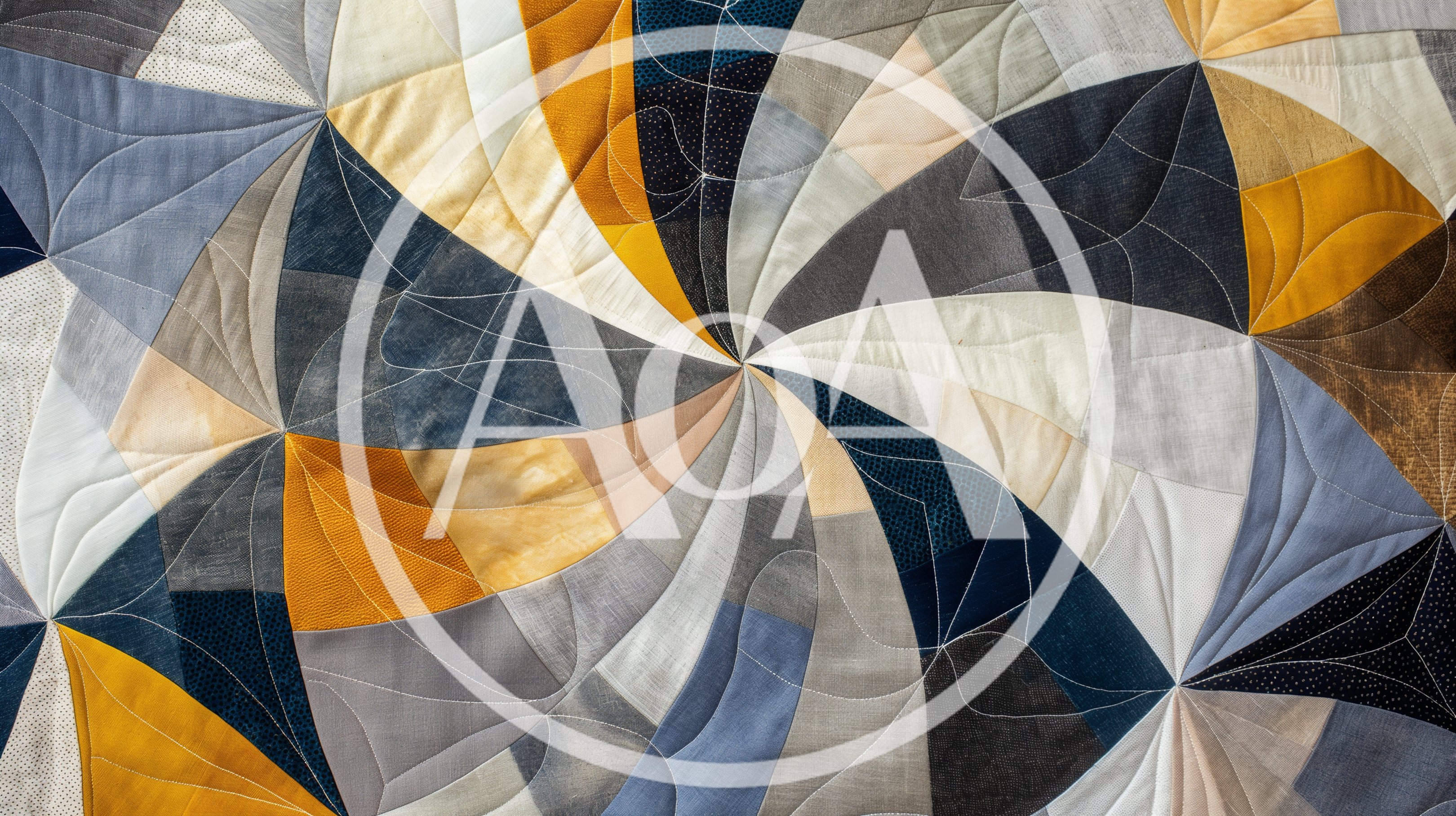 Abstract Geometric Quilt Pattern With Swirling Fabric Shapes