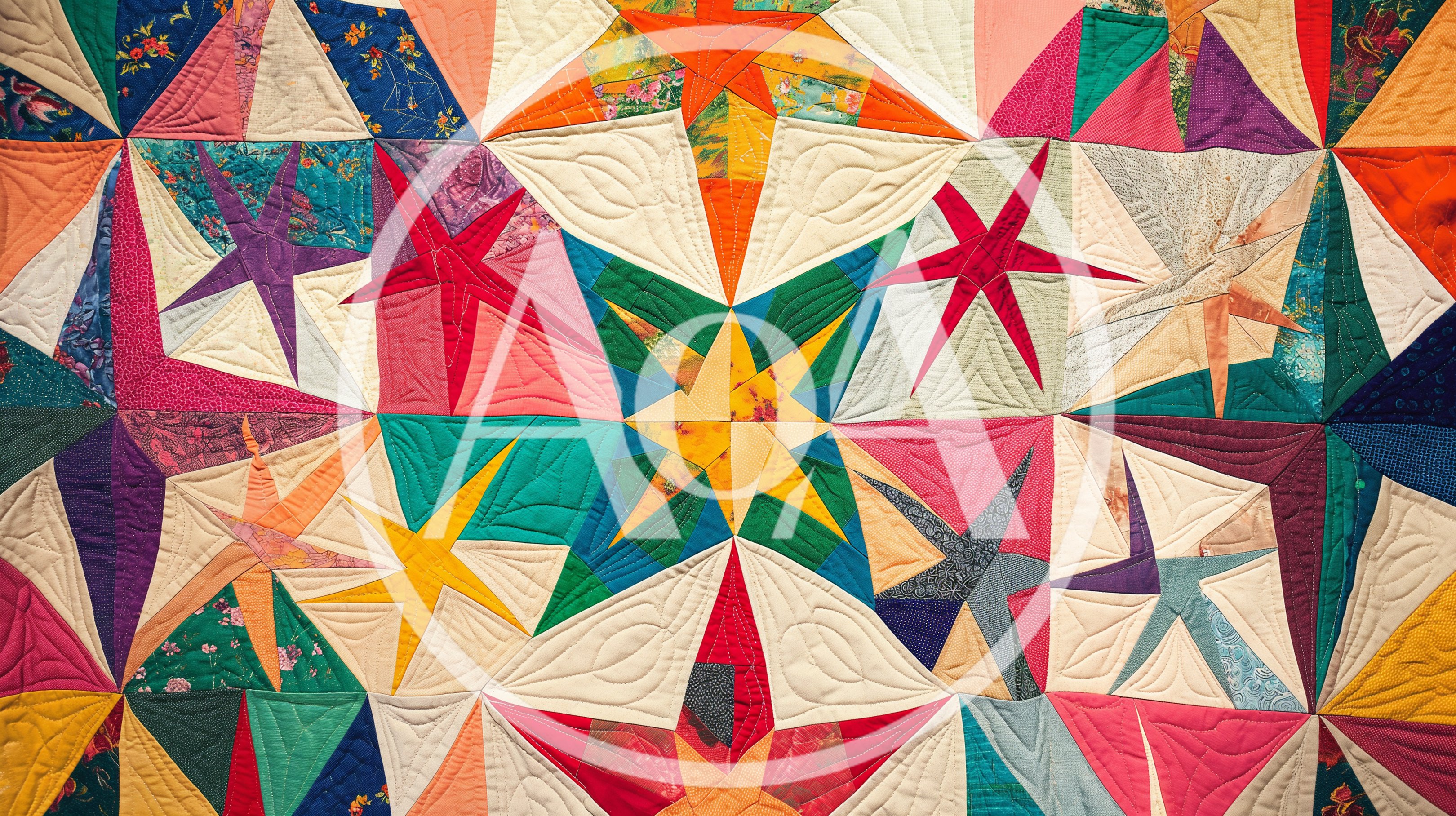 Colorful Geometric Star Pattern Quilt Fabric