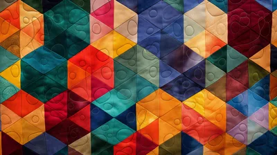 Colorful Geometric Quilt Pattern With Intricate Stitching