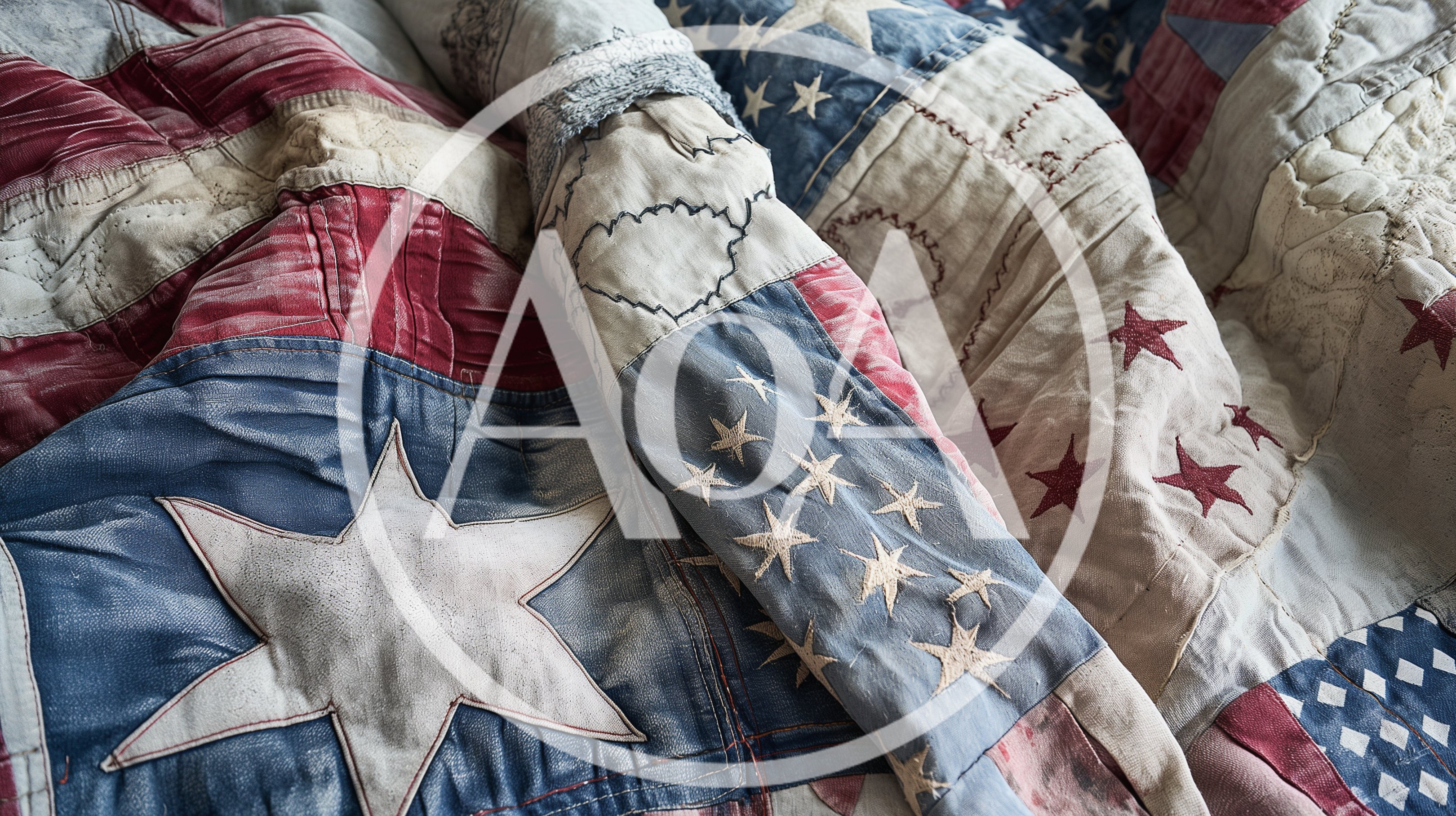 Vintage American Flag Quilt Fabric Texture