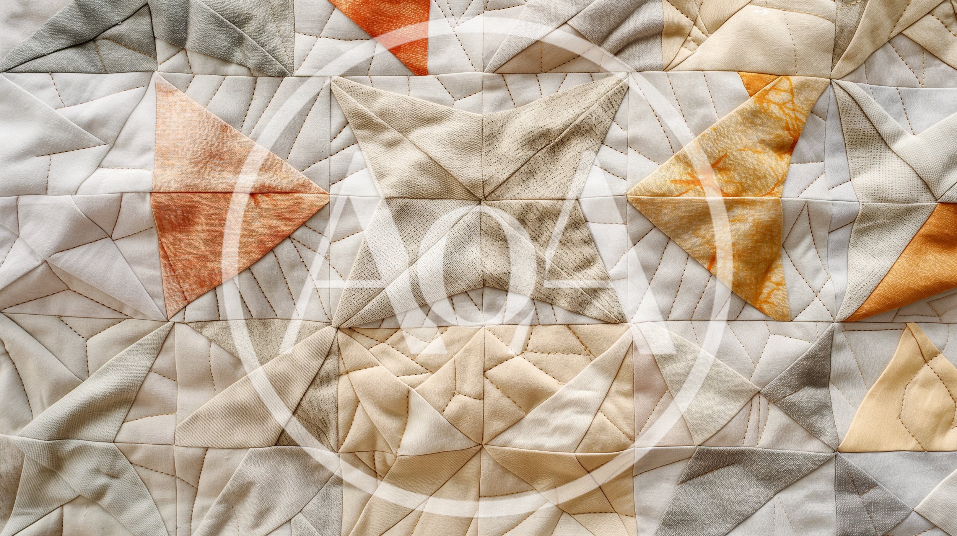 Close Up Of Intricate Geometric Patchwork Quilt Pattern