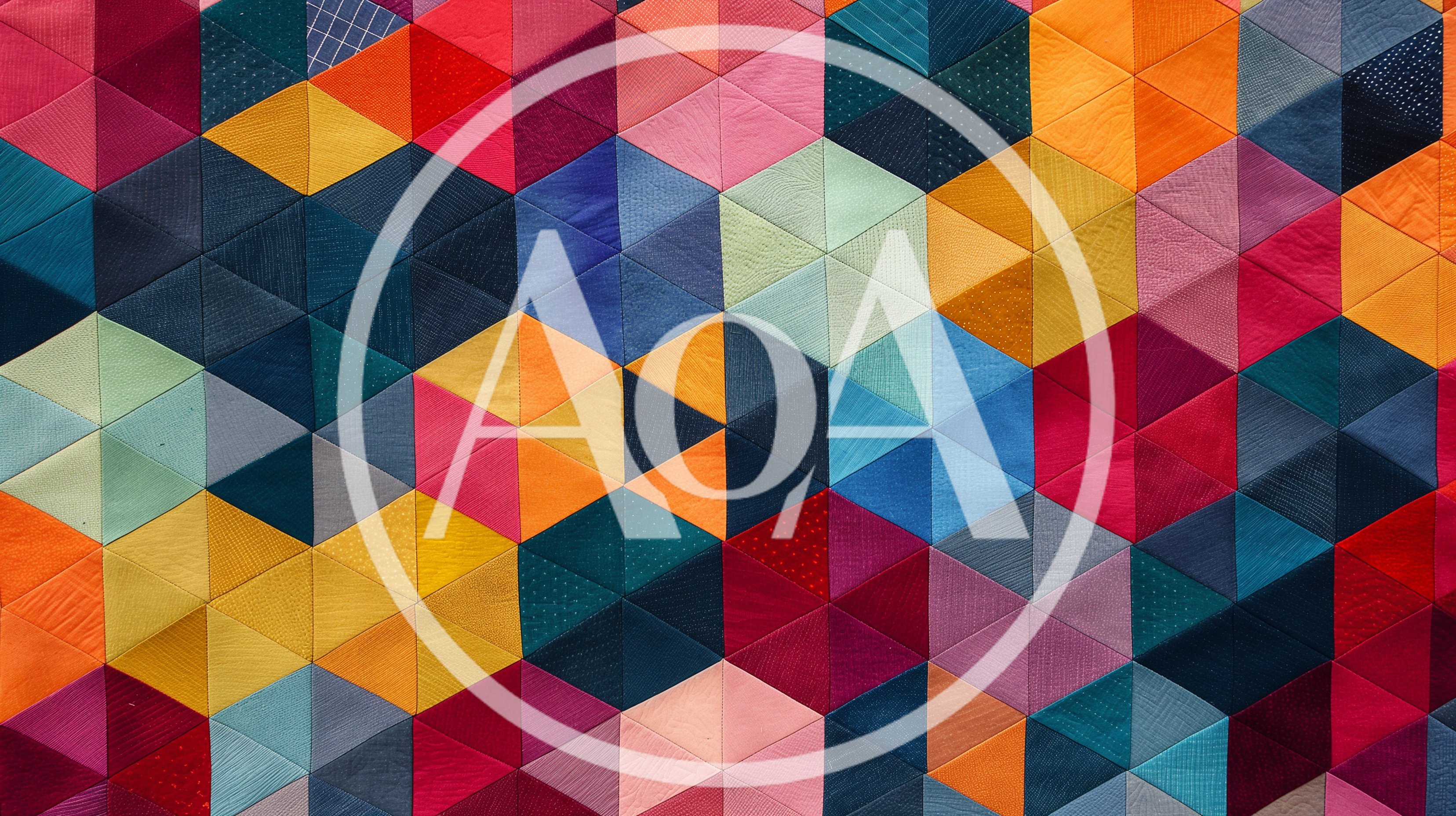 Colorful Geometric Quilt Pattern With Hexagonal Fabric Pieces