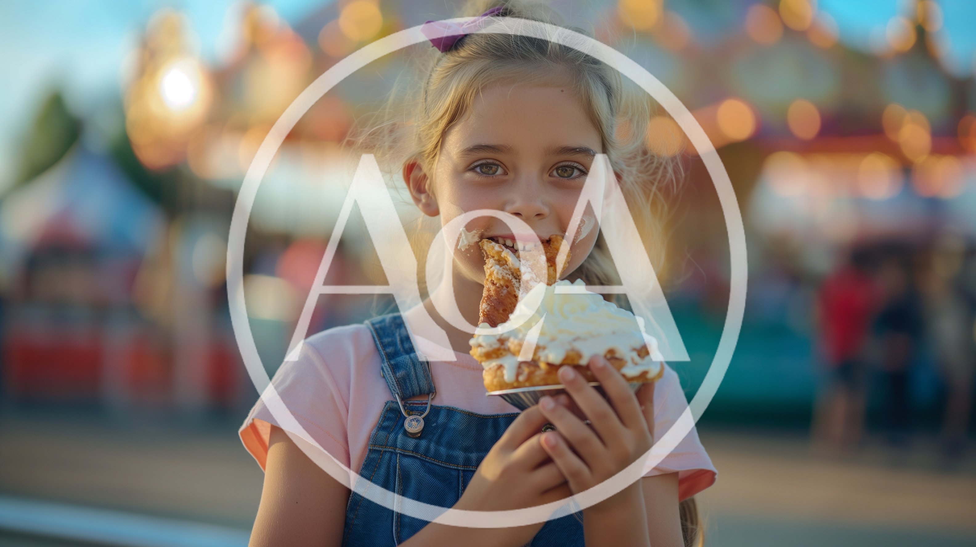 Young Girl Eating Funnel Cake at a Carnival