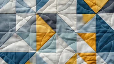 Geometric Quilt Pattern With Blue And Yellow Triangles