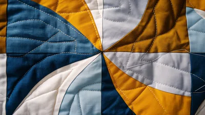Close Up Of Geometric Quilt Fabric Pattern