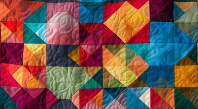 Colorful Geometric Patchwork Quilt Fabric Texture