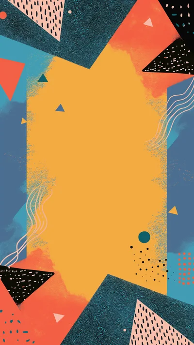 Abstract Memphis Style Geometric Background With Textured Shapes