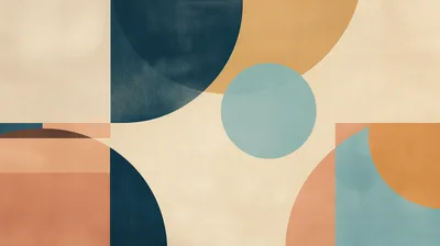 Abstract Geometric Composition With Circles And Rectangles
