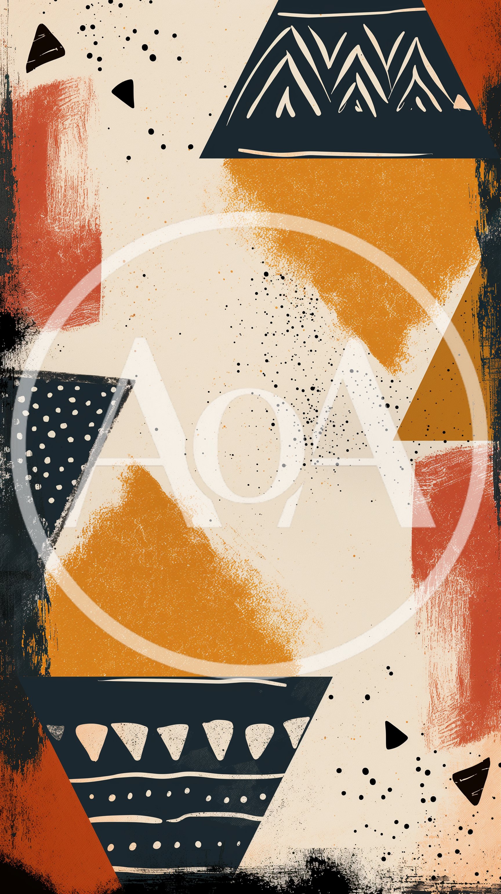 Abstract Geometric Art Print With Textured Shapes And Patterns