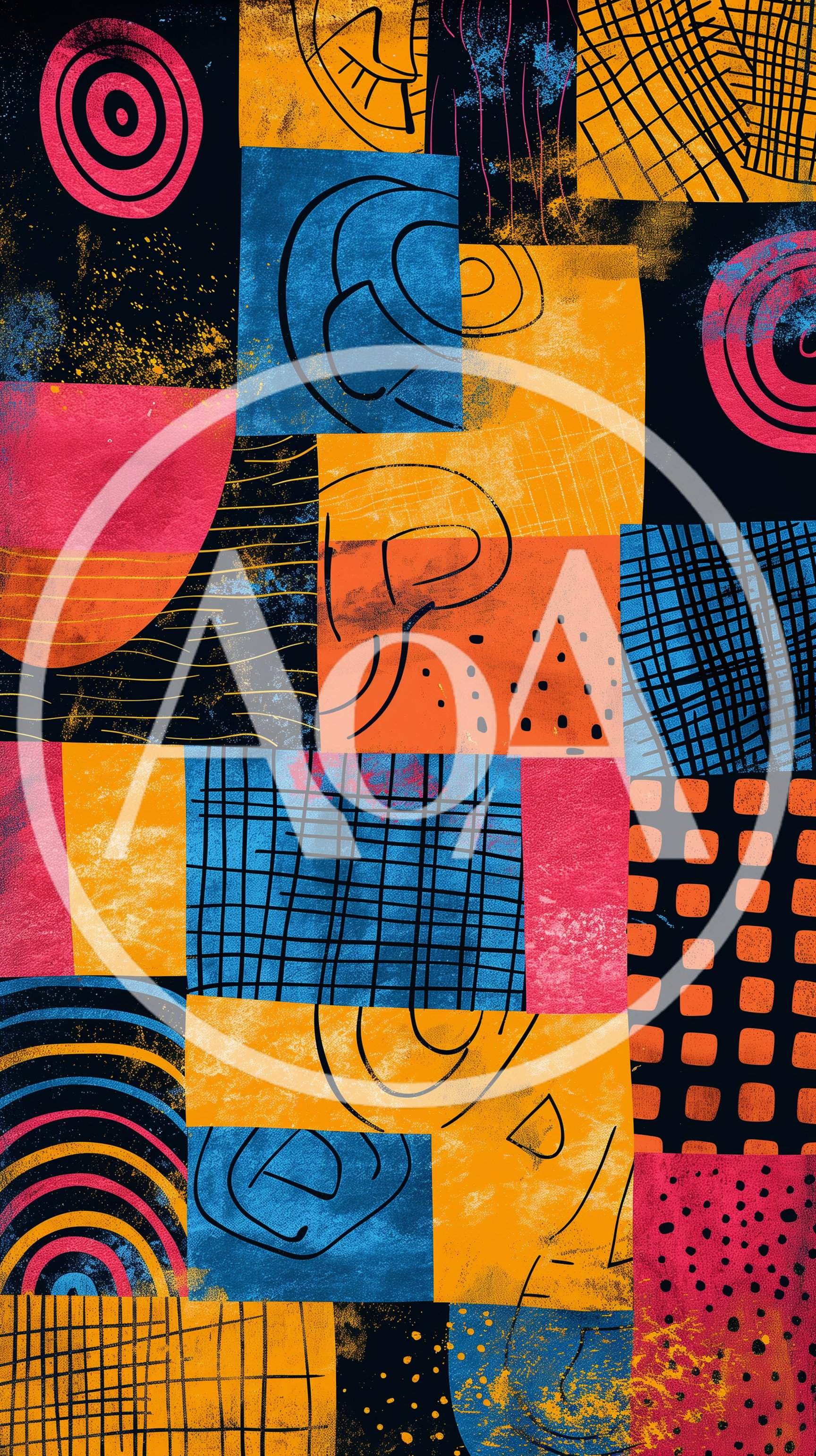 Abstract Geometric Collage With Vibrant Shapes And Textures