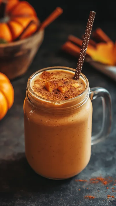 Pumpkin Spice Smoothie in a Glass Mason Jar