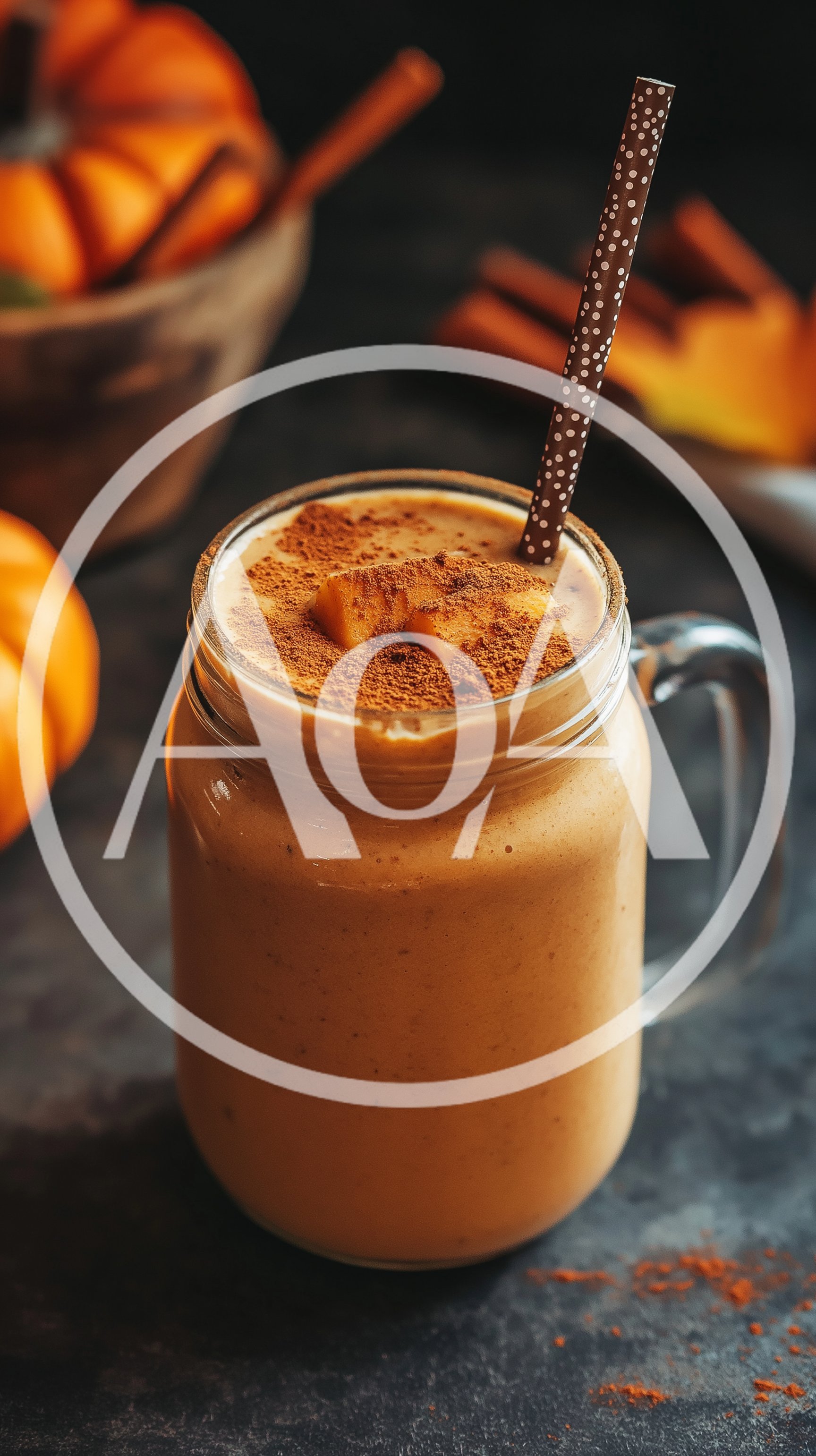 Pumpkin Spice Smoothie in a Glass Mason Jar