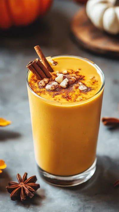 Pumpkin Spice Smoothie With Cinnamon Sticks And Star Anise