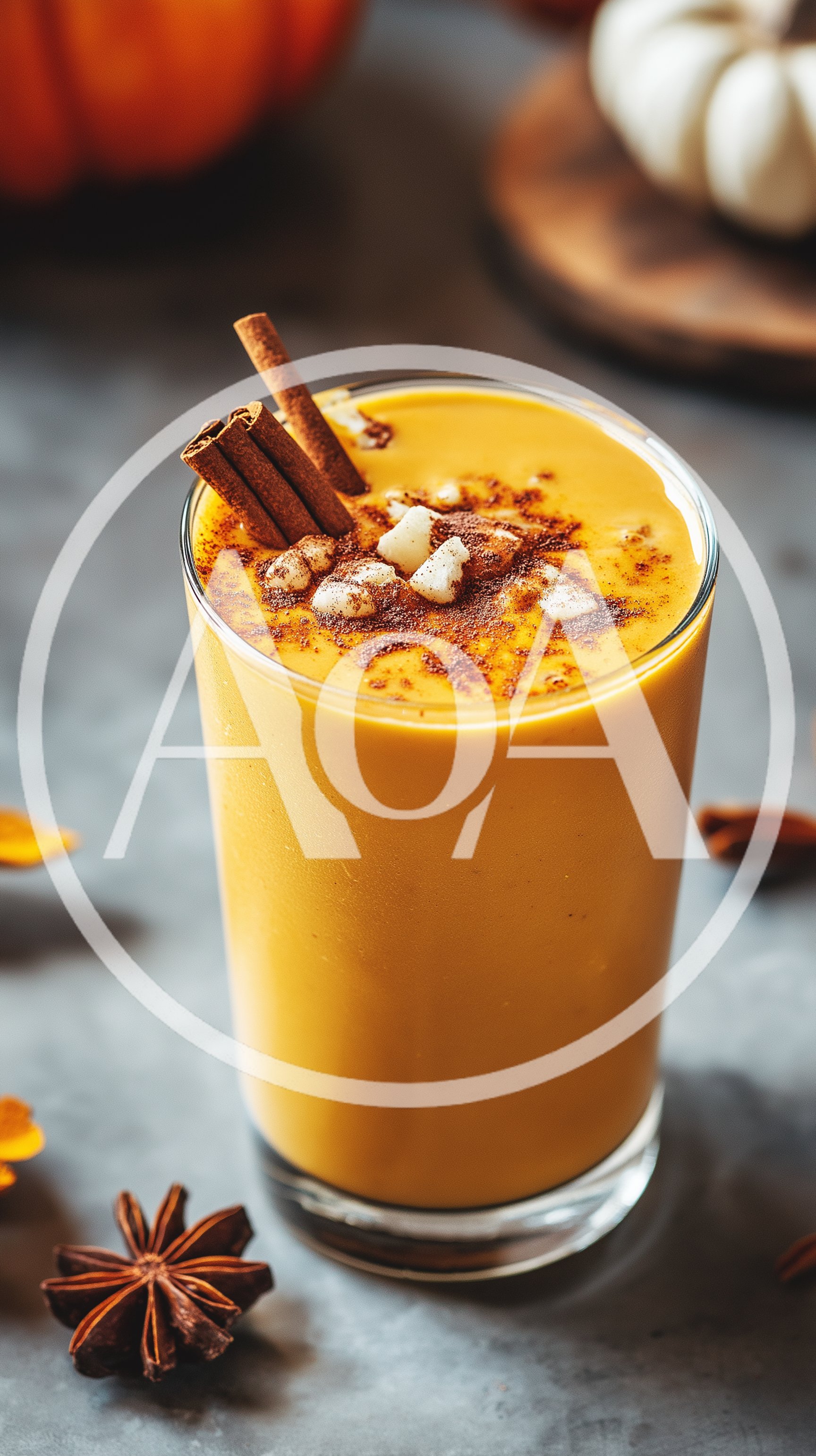 Pumpkin Spice Smoothie With Cinnamon Sticks And Star Anise