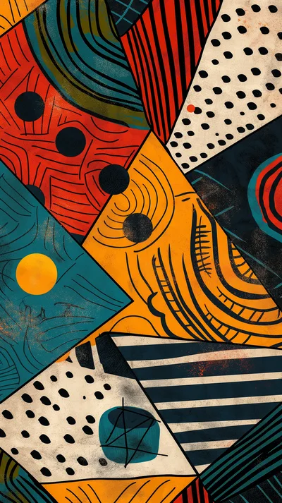 Abstract Geometric Pattern With Vibrant Colors And Textures