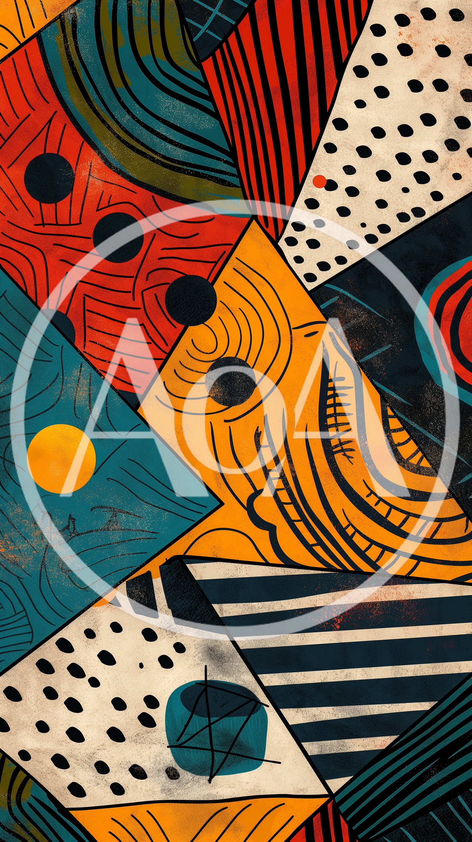 Abstract Geometric Pattern With Vibrant Colors And Textures