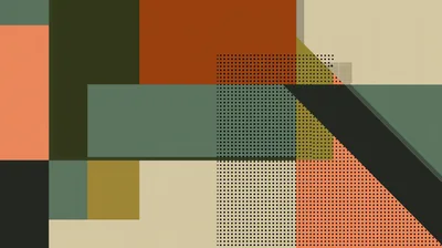 Abstract Geometric Composition With Bauhaus Style Elements