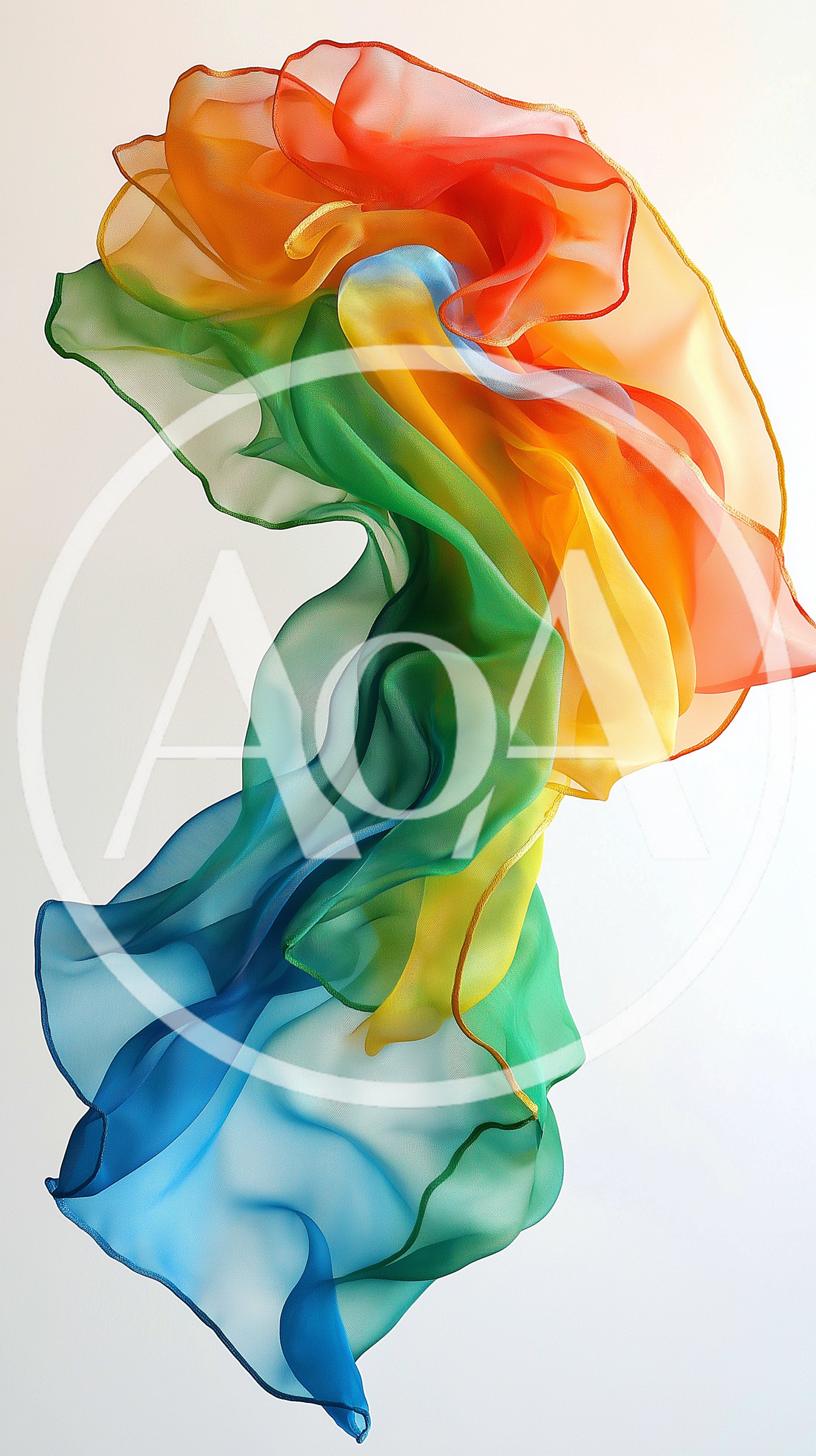 Flowing Rainbow Colored Silk Fabric In Motion