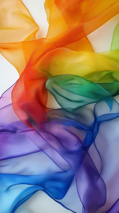 Abstract Rainbow Colored Sheer Fabric Background
