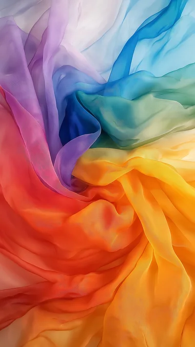 Abstract Rainbow Colored Chiffon Fabric Swirl