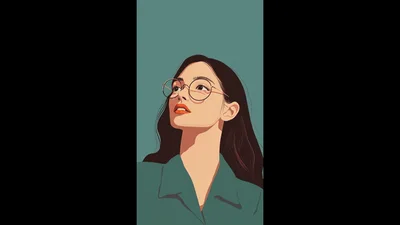 Animated Illustration Of A Woman Looking Upwards