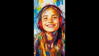 Colorful Abstract Portrait Of A Girl Listening To Music
