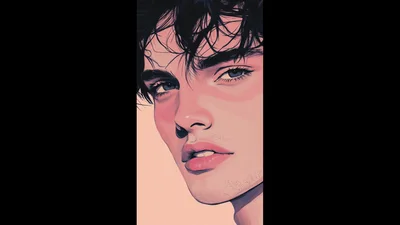 Animated Portrait Of A Young Man With Dark Hair