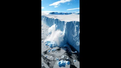 Massive Ice Shelf Collapsing Into The Antarctic Ocean