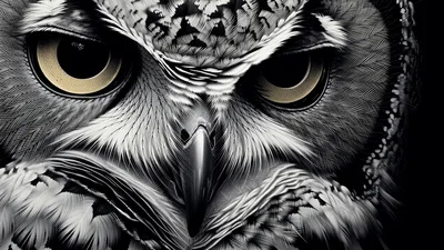 Close Up Portrait Of A Great Horned Owl