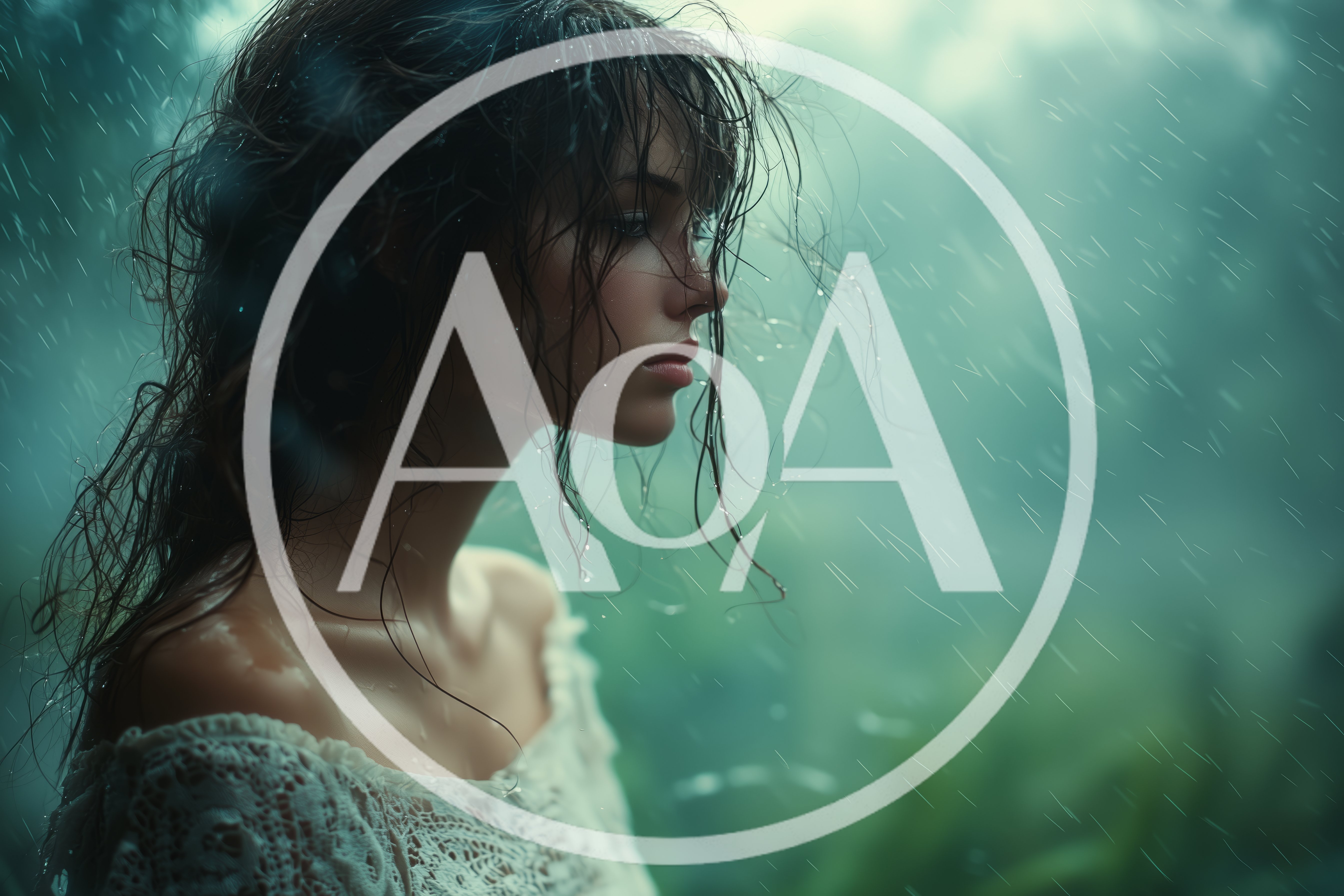 Young Woman Standing Outside In The Rain