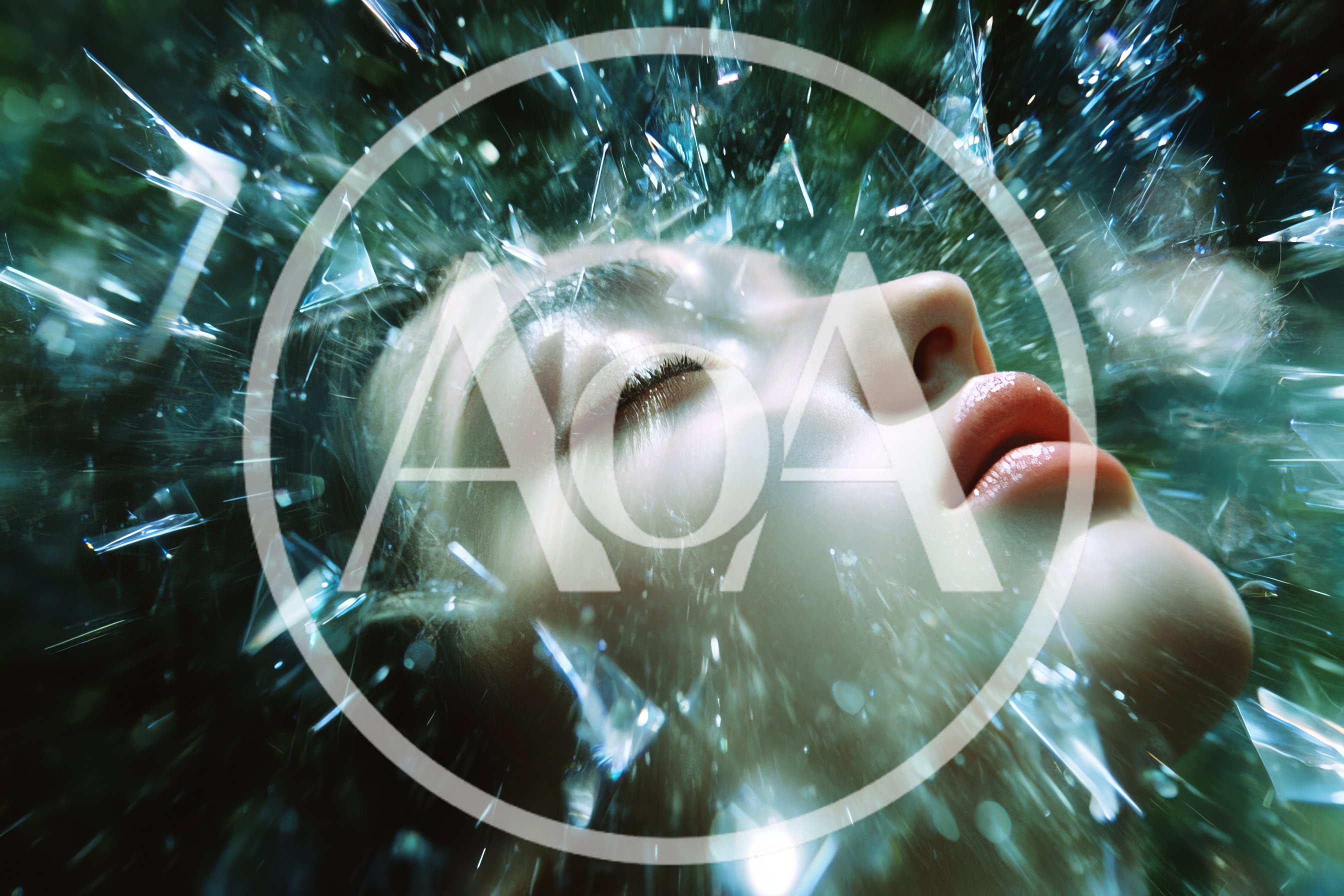 Surreal Portrait Of A Woman Surrounded By Shattered Glass
