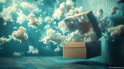 Surreal Cardboard Box Floating With Clouds