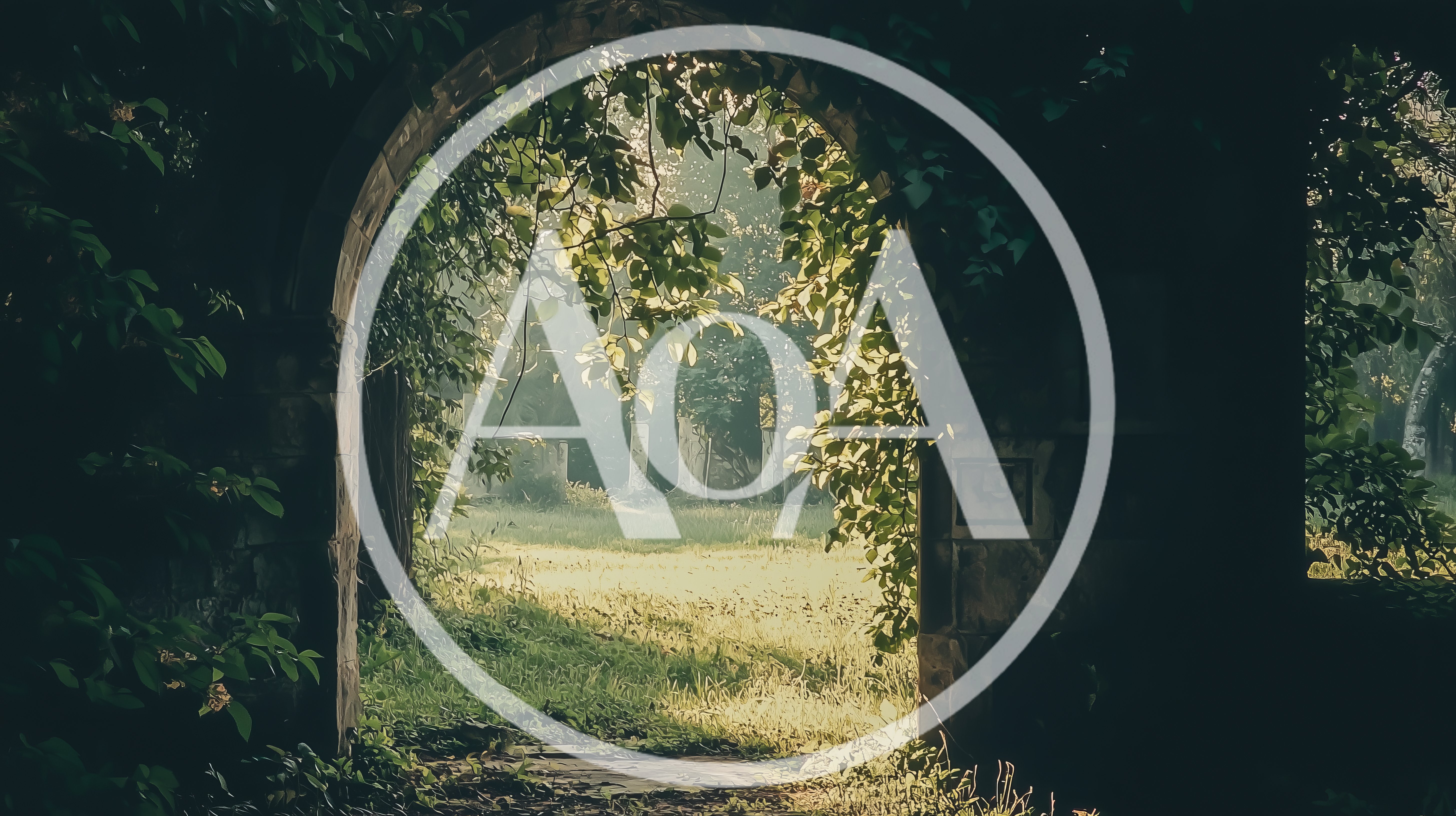 Stone Archway Leading Into A Sunlit Overgrown Garden