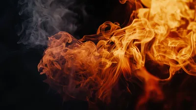 Abstract Swirling Orange And Grey Smoke Clouds