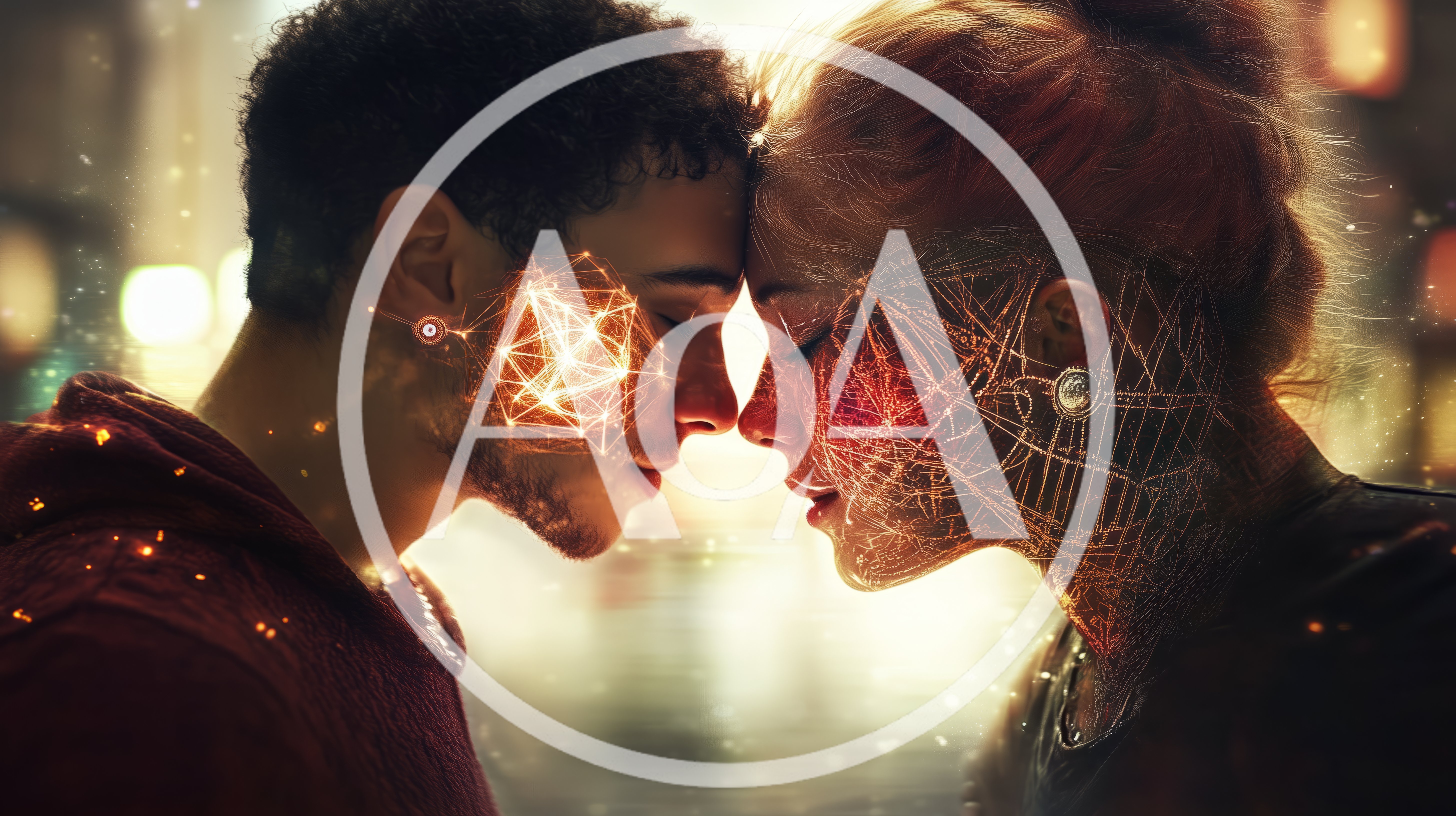 Cybernetic Couple Sharing An Intimate Moment