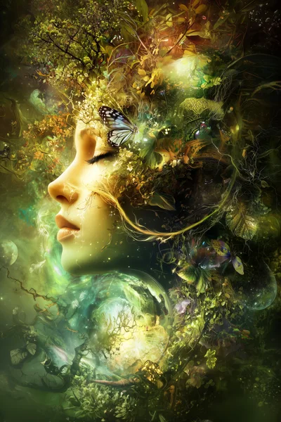 Surreal Portrait Of A Woman Merged With Nature