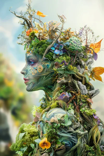Surreal Portrait Of A Forest Spirit Nature Goddess