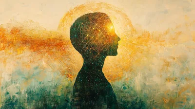 Abstract Silhouette Of Human Head With Neural Network