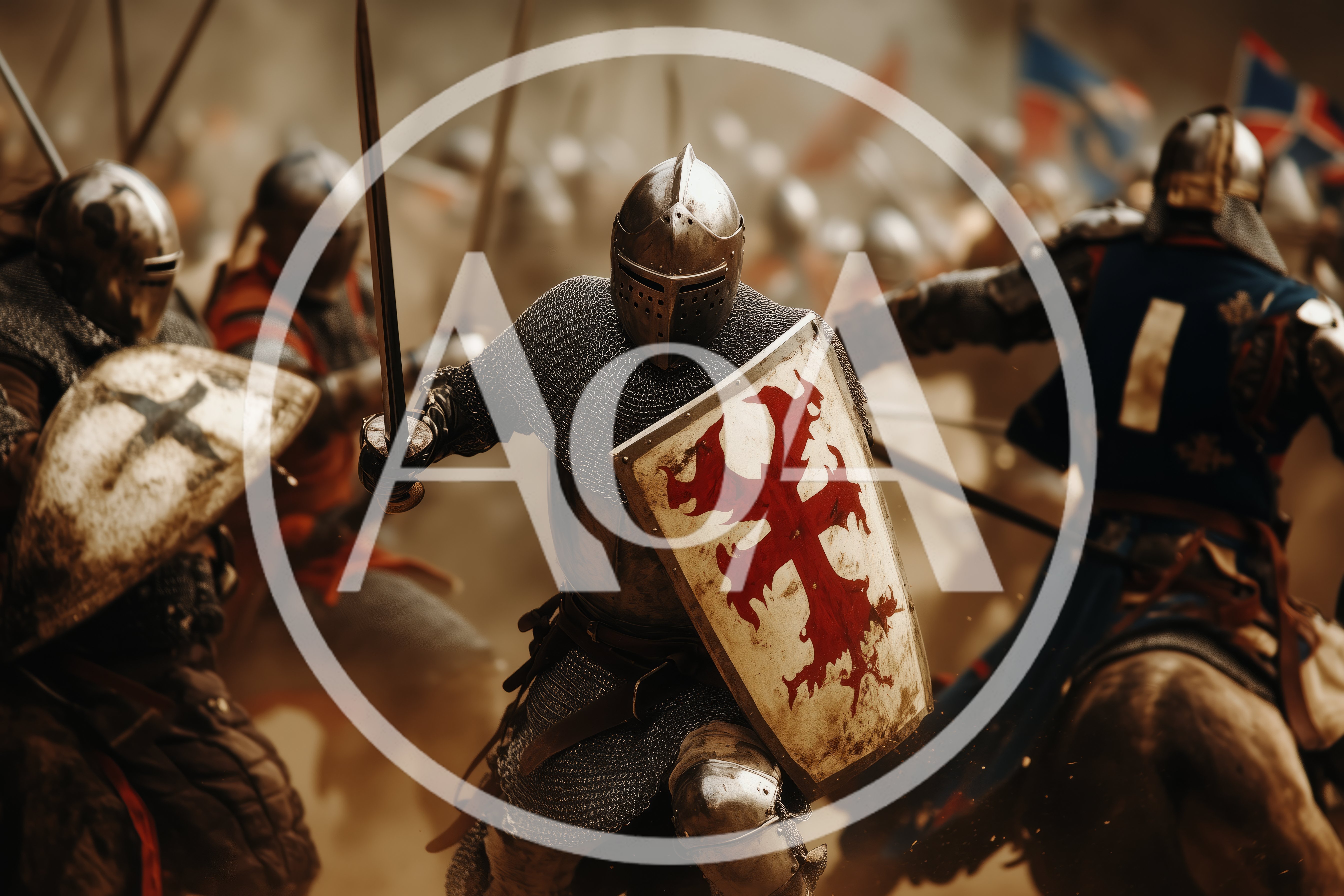Medieval Knights Engaged In Intense Battlefield Combat